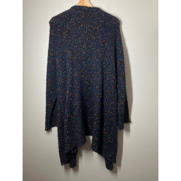 Margeaux & Elle Long Tunic Cardigan Open Navy Blue Speckled Knit Size 1X  XL - Picture 7 of 7